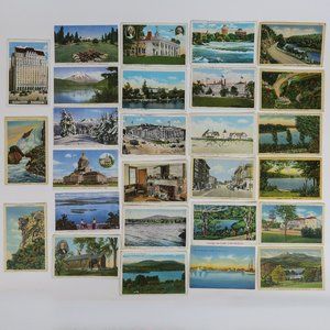 Lot of 27 Vintage 1937 American Art Colored Picture Postcards - UNUSED